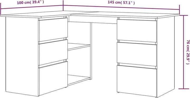 Image du produit vidaXL Eckschreibtisch (100 x 145 x 76 cm)