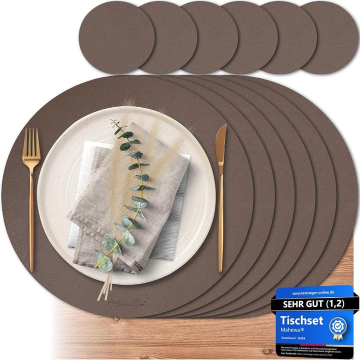 Image du produit Mahewa 6er-Set abwaschbare Tischsets mit Glasuntersetzer (6 pcs)