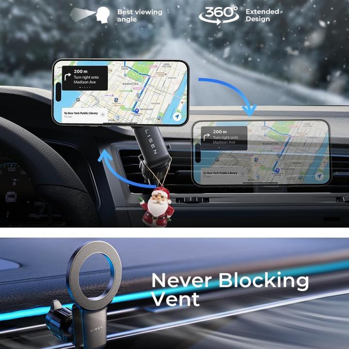 Actual product image Lisen Magnetic Car Holder Universal, Black