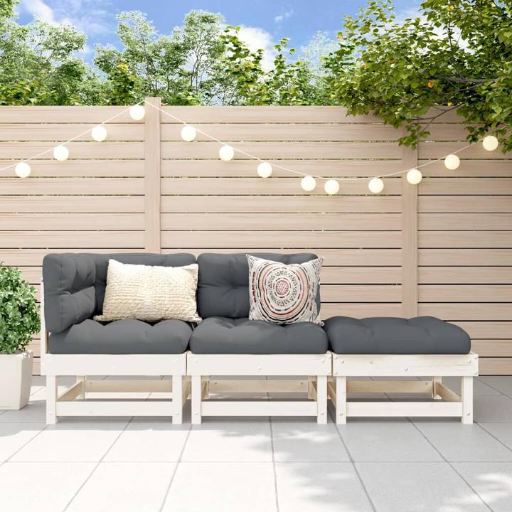 Produktbild VidaXL 3-tlg. Garten-Lounge-Set Weiss Massivholz Kiefer,Farbe