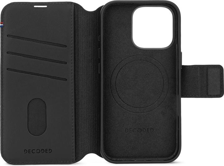 Produktbild Decoded Leather Detachable Wallet MagSafe Case with Wallet for iPhone 16 Pro - Black (Apple iPhone 16 Pro)