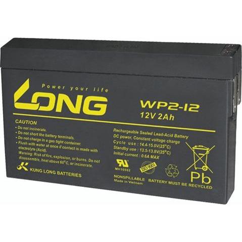 Long, Versorgungsbatterie, WP2-12 WP2-12 Bleiakku 12 V 2 Ah Blei-Vlies (AGM) (B x H x T) 150 x 90 x 20 (12 V, 2 Ah)