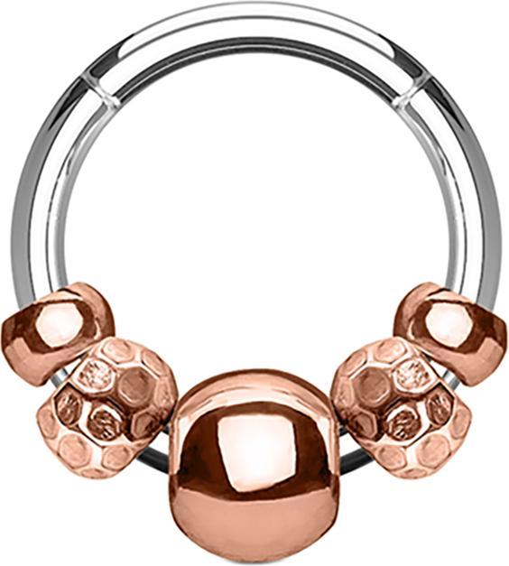 Immagine prodotto Star Piercing Anello a micro segmenti incernierato in argento con varie perle in acciaio oro rosa (senza ottone, Acciaio chirurgico 316L)