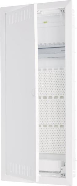 Produktbild F-Tronic HW/UP Kommunikationsverteiler, 4-reihig, Patchfeld, Montageplatte, 3-fach-Steckdose, JUMBO