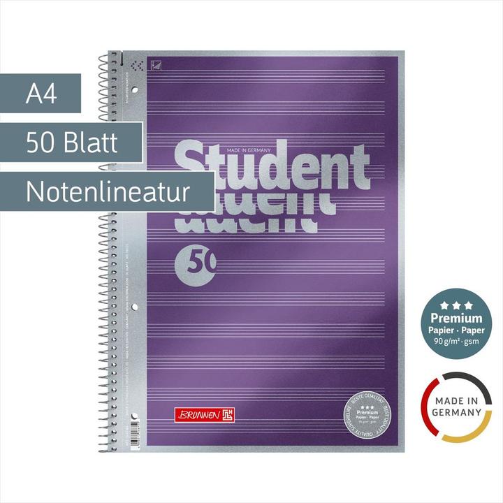 Produktbild Brunnen Collegeblock Premium Noten (A4, Liniert, Weicher Einband)