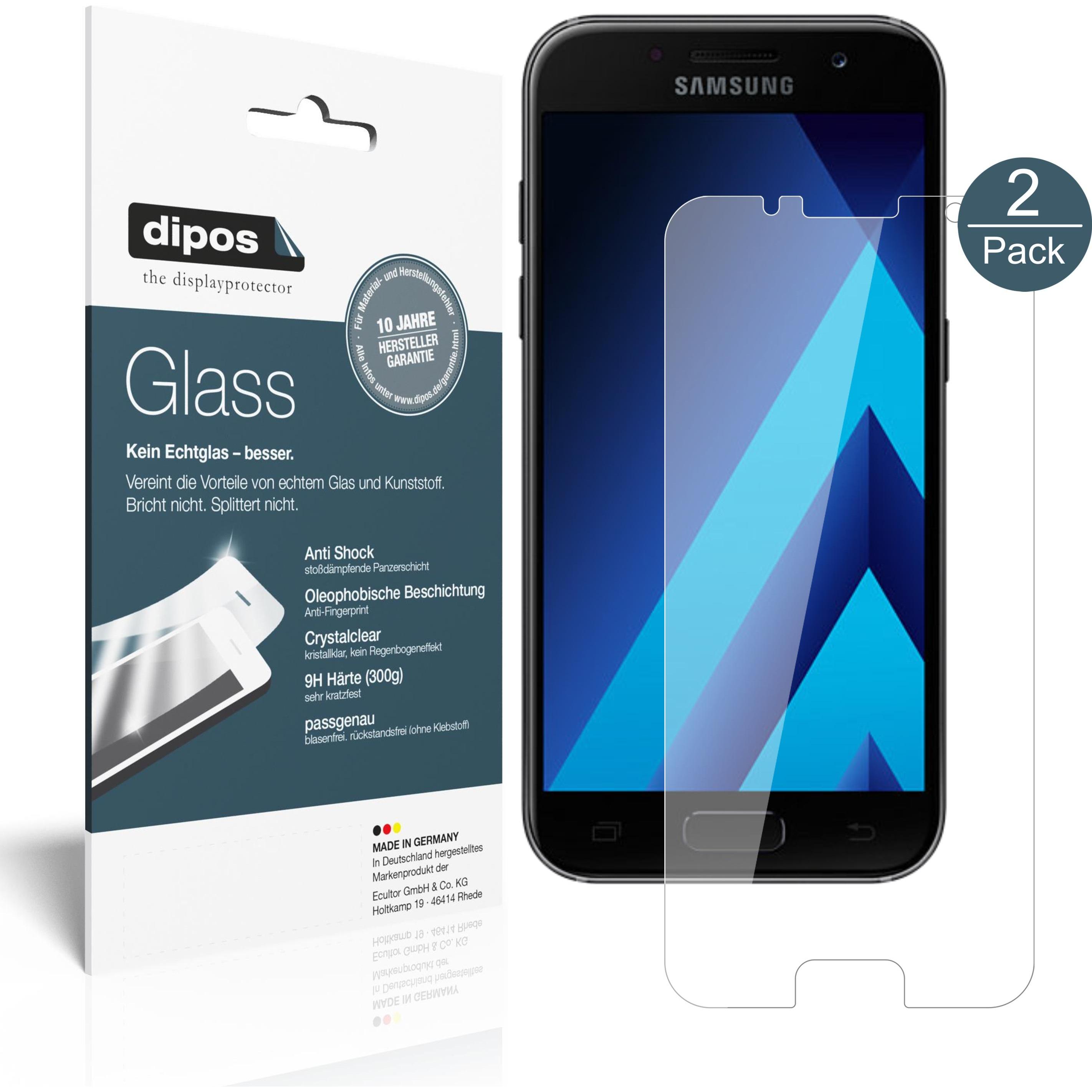 Dipos Displayschutz Anti-Shock (2 Stück, Samsung Galaxy A3 (2017)), Smartphone Schutzfolie, Transparent