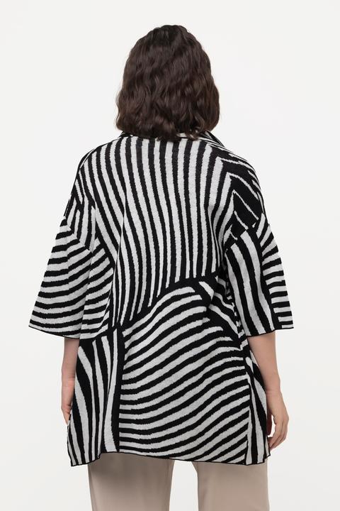 Produktbild Ulla Popken Strickjacke, Jacquard-Feinstrick, Stehkragen, Halbarm (56)