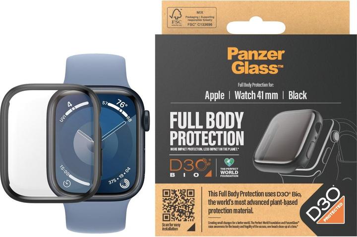 Actual product image PanzerGlass Screen Protector Full Body Apple Watch 2023 41mm with D3O black