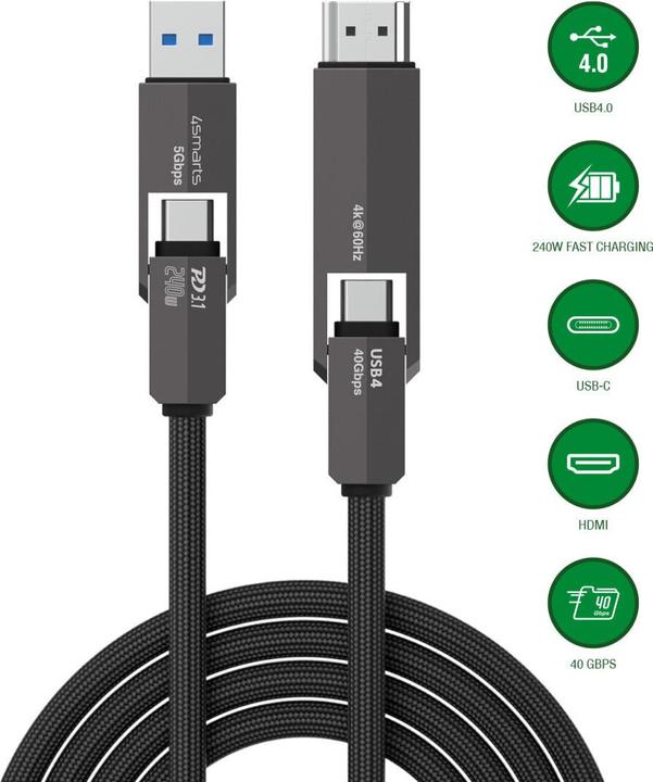 Produktbild 4smarts USB4 HDMI Kabel ComboCord (1.50 m, USB 4.0, 240 W)