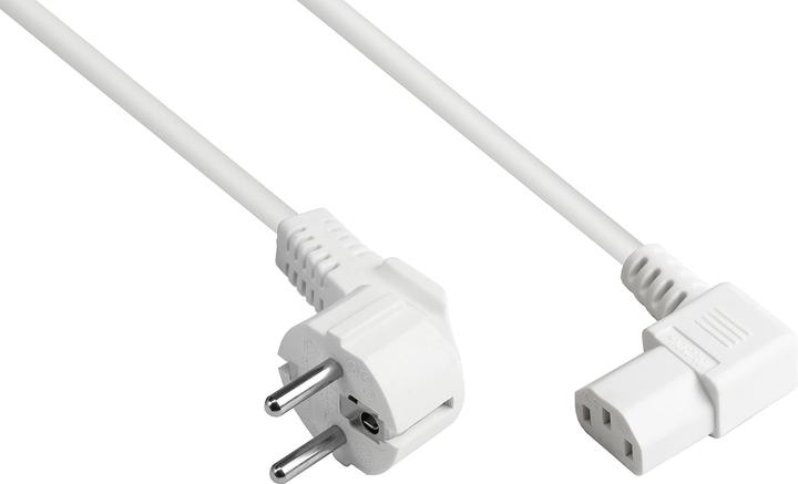 Produktbild Good Connections Netzkabel Schutzkontaktstecker Typ E+F (CEE 7/7, gewinkelt) auf C13 (rechts gewinkelt), weiß, 1,00 m (5 m, CEE 7/7)