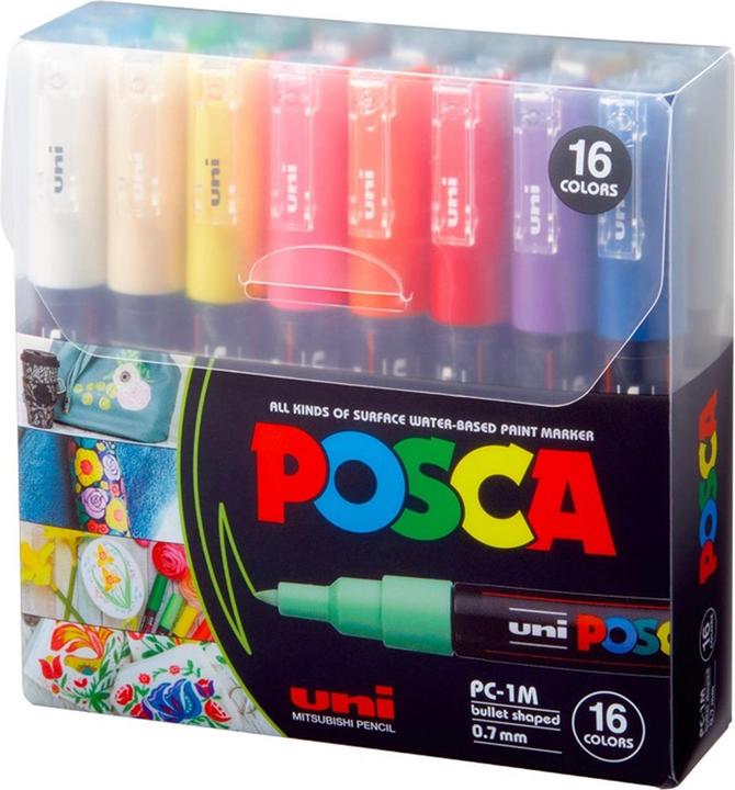 Immagine prodotto Posca Marchio Extra Fine PC-1M Confezione 16 pezzi Assortiti (Assortito, 0.70 mm, 16 x)