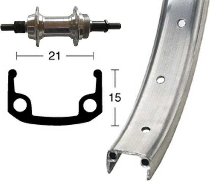 Ryde Aluminum box rim H-wheel 26 x 1.9 with hub, for bolt rim (Rear wheel, 26")