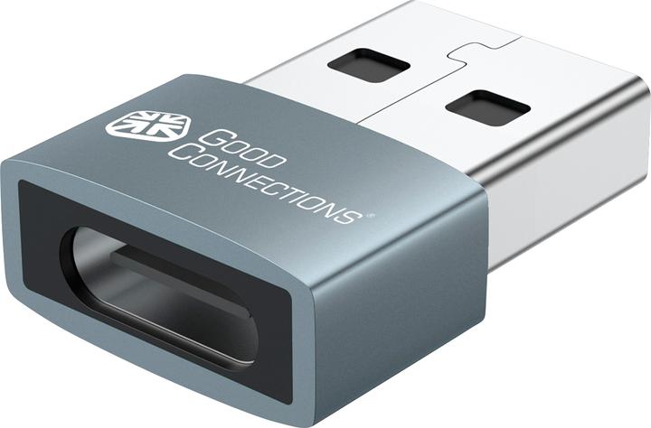 Actual product image Good Connections Adapter USB 2.0 plug A to USB-C socket aluminium housing grey (USB-C)