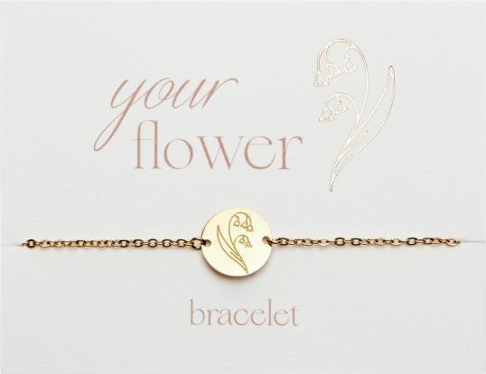 Produktbild HCA Armband - "Your Flower" - Edelstahl vergoldet - Maiglöckchen (20 cm, Edelstahl)