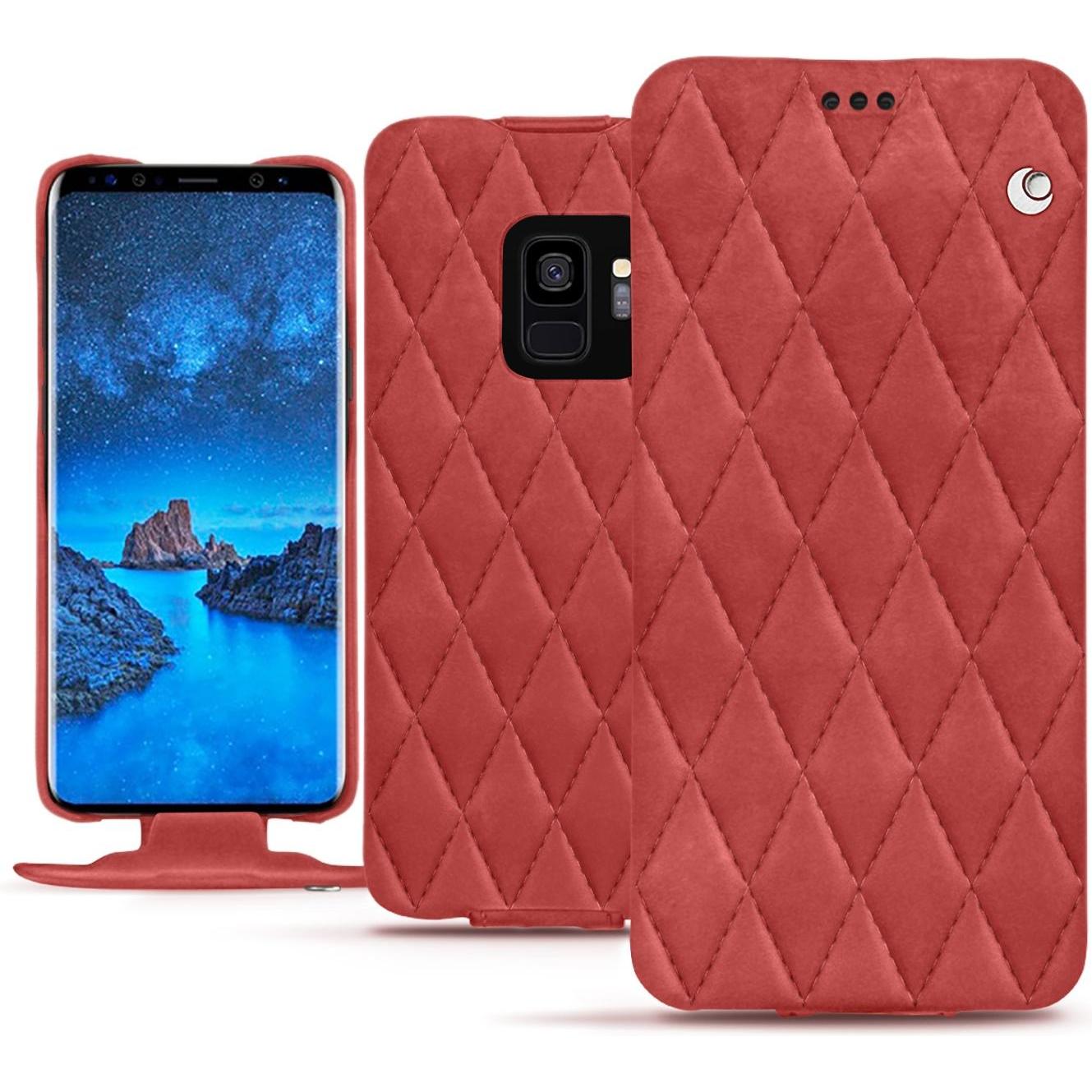 Noreve Lederschutzhülle vertikal (Samsung Galaxy S9), Smartphone Hülle, Rot
