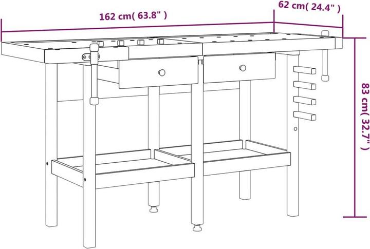 Actual product image vidaXL Werkbank (50 cm, 150 cm)