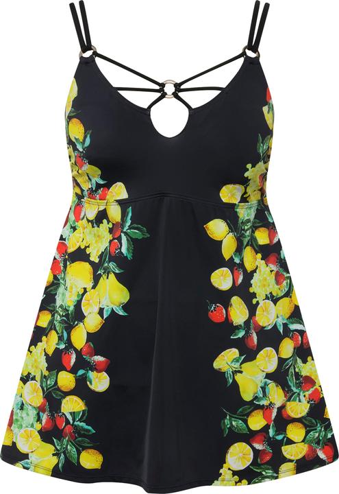 Image du produit Ulla Popken Robe de bain à motif citrons, avec bonnets souples à armatures. Matière recyclée (44)