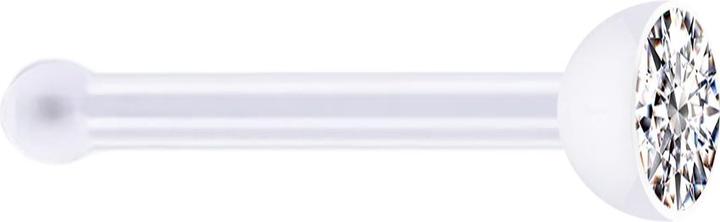 Produktbild Star Piercing Nasenstecker gerade transparent mit Kristall silber (ohne Messing, Bioflex)