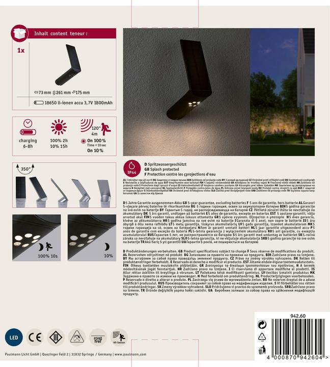 Produktbild Paulmann Solar Wandleuchte Ilias (115 lm, IP44)