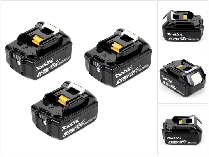 3000 mAh, 3x Makita BL 1830 B batterie de 3,0 Ah