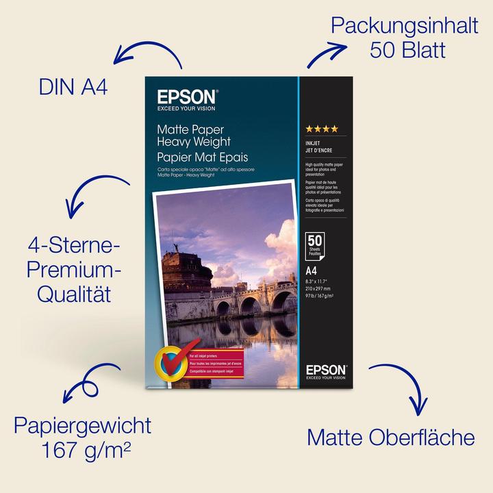 Produktbild Epson Matte Paper Heavy Weight (167 g/m², A4, 50 x)