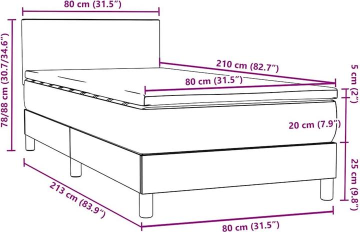 Produktbild vidaXL Boxspringbett (80 x 210 cm)