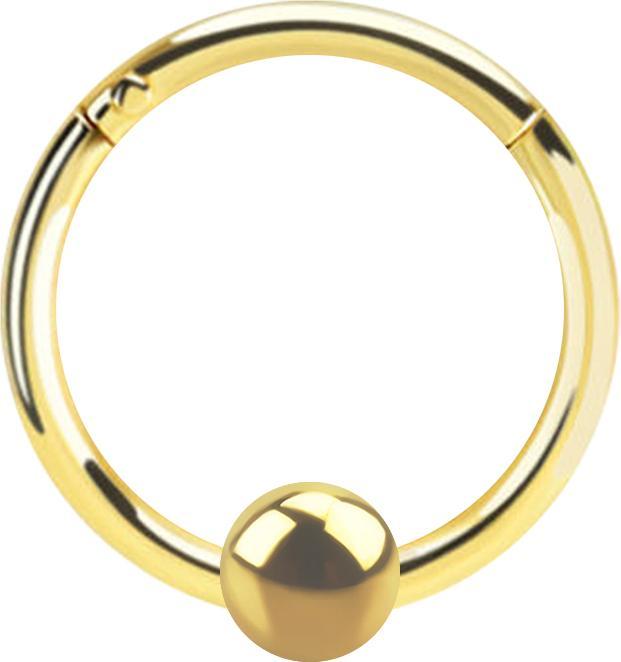 Actual product image Star Piercing Micro segment ring hinged gold plated with ball (without brass, 925 sterling silver)