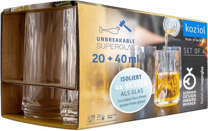 Immagine prodotto Koziol Schnapsglas Superglas Club No. 7, 40 ml, 4 Stück (4 x, Bicchiere di vetro)