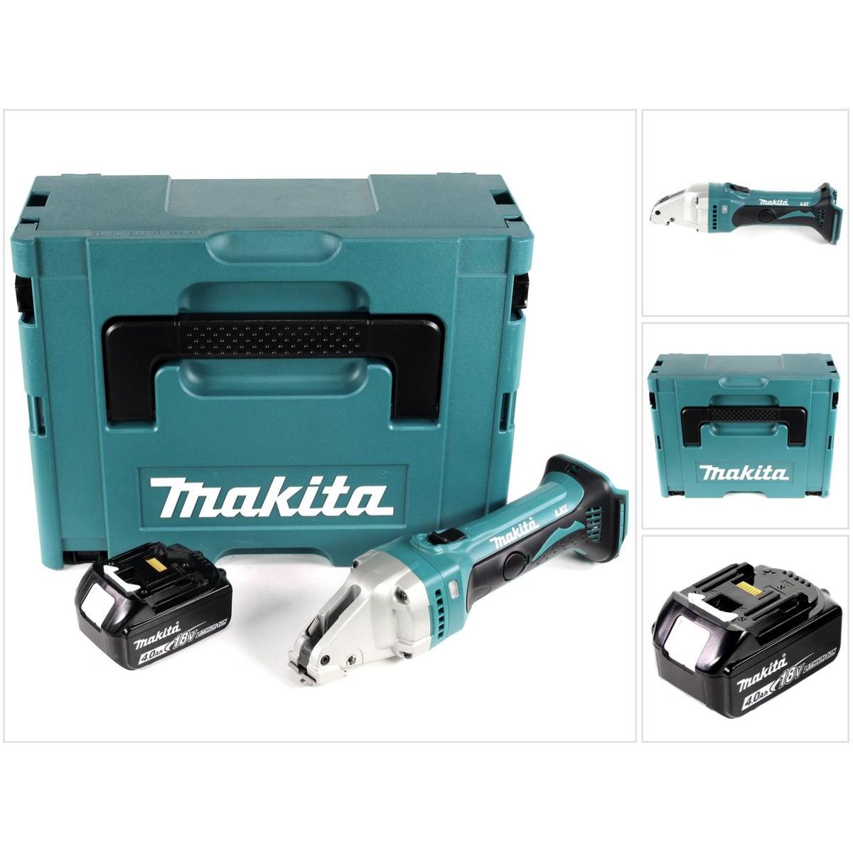 Makita, Elektroblechschere, DJS 161 M1J 18 V Li-Ion Akku Blechschere im Makpac + 1 x 4,0 Ah Akku - ohne Ladegerät