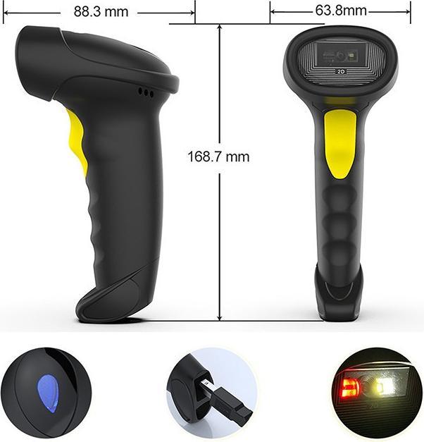 Produktbild Qoltec Scanner Barcode-Leser 1D 2D USB Bluetooth (2D-Barcodes, 1D-Barcodes, QR-Code)