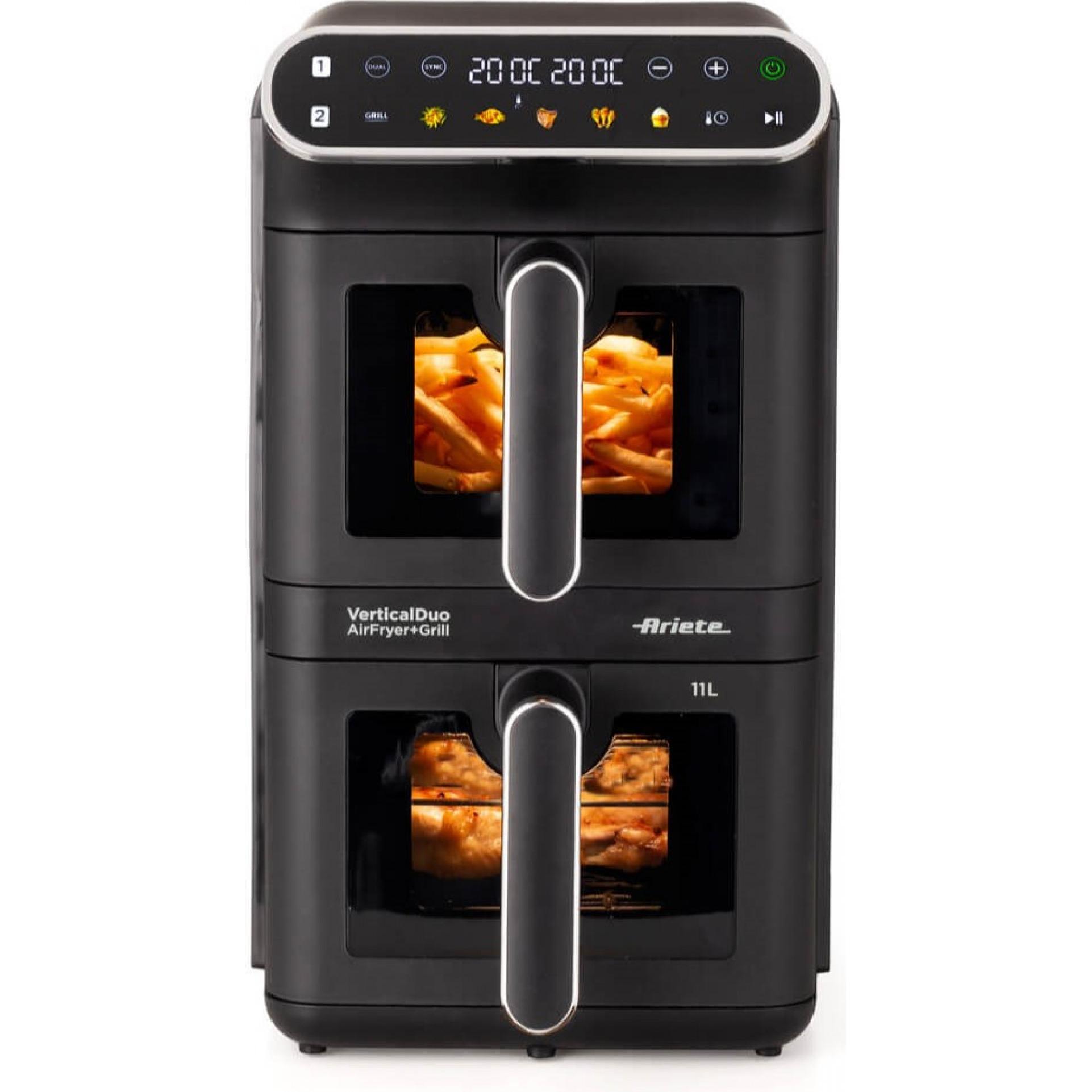 Ariete 4640 Doppel-Heissluftfritteuse vertikal, 11 Liter, 2460W, Friggitrice, Nero