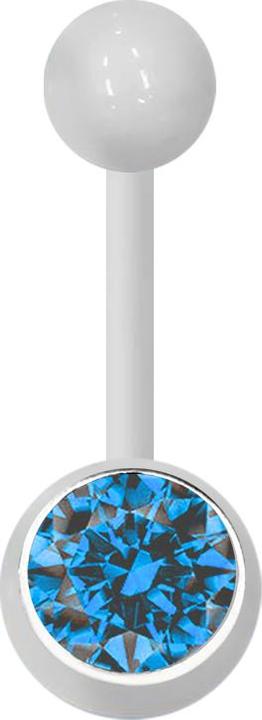 Immagine prodotto Star Piercing Banana bianca con sfera e cristallo azzurro (senza ottone, Materiale sintetico)