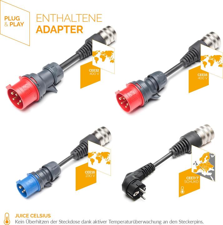 Image du produit Juice Technology Juice Booster 3 air UE Traveller Set (Type 2, 11 kW, 16 A, CEE 7/7, CEE 32, CEE 16)