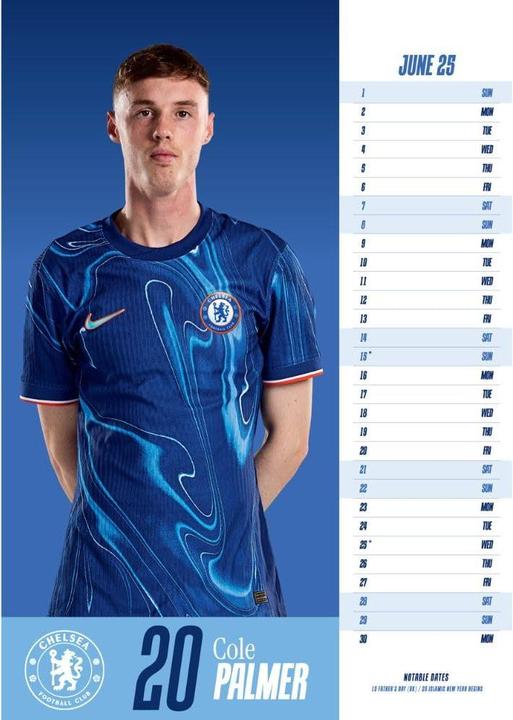 Actual product image Chelsea FC 2025 A3 Wall Calendar (A3)