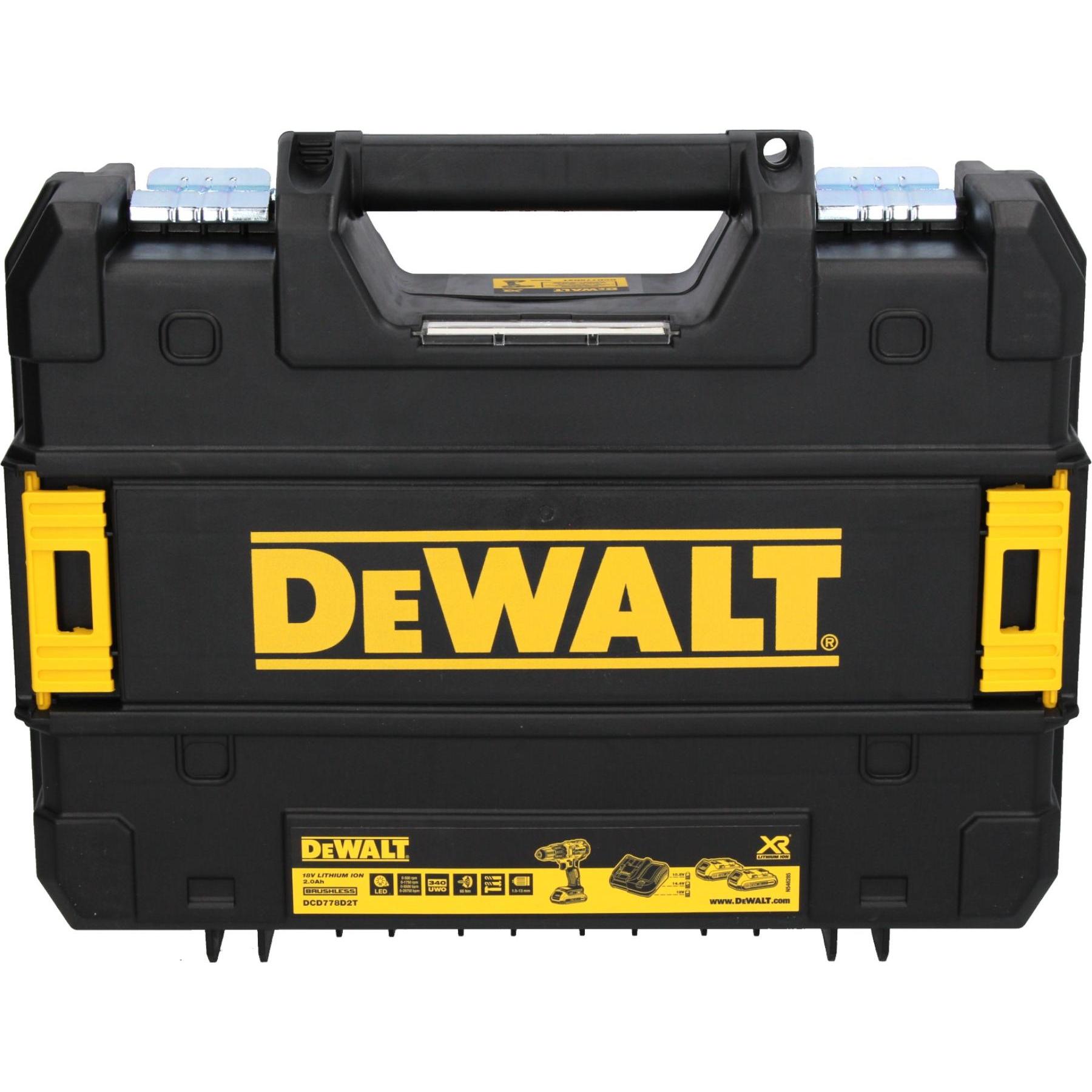 Thumbnail - DeWalt, Bohrmaschine + Akkuschrauber, DCD 778 D1T Akku Schlagbohrschrauber 18V 65Nm + 1x Akku 2,0 Ah + Ladegerät + TSTAK...