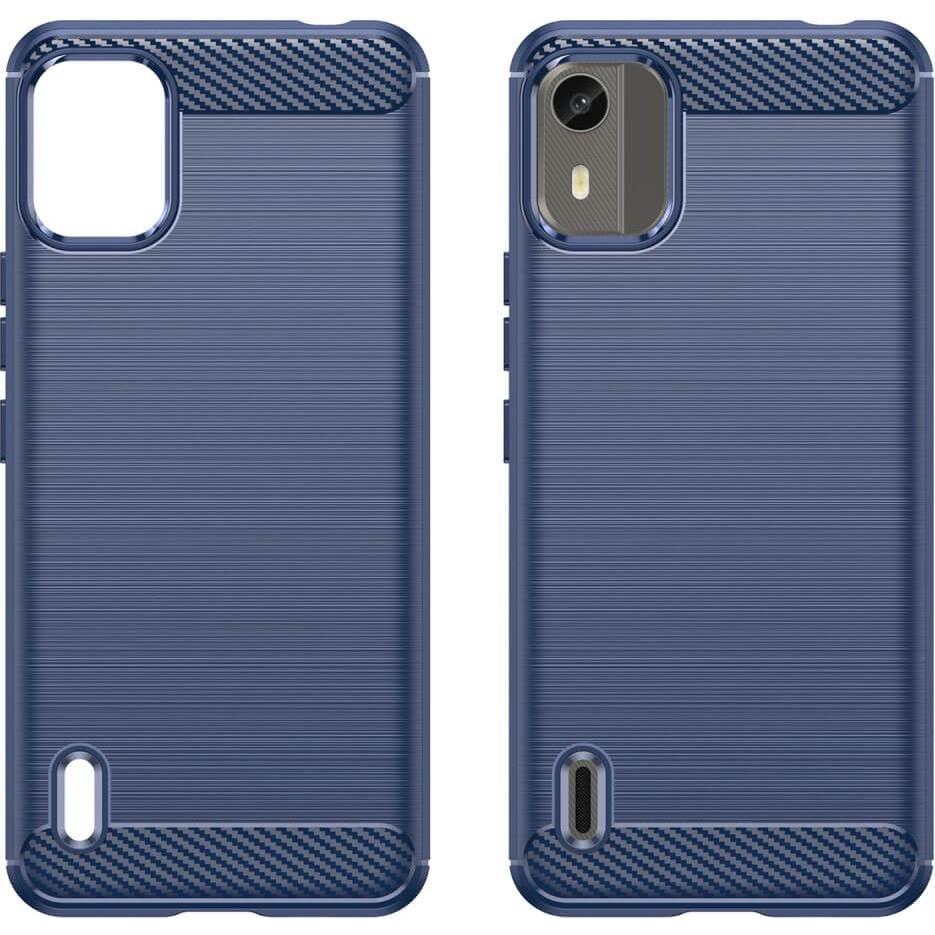 Cover-Discount Nokia C12 - Metall Carbon Look Hülle dunkelblau (Nokia C12), Smartphone Hülle, Blau