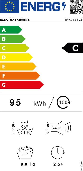 Energie-Label Elektrabregenz TKFX 83302 (8 kg, Rechts)