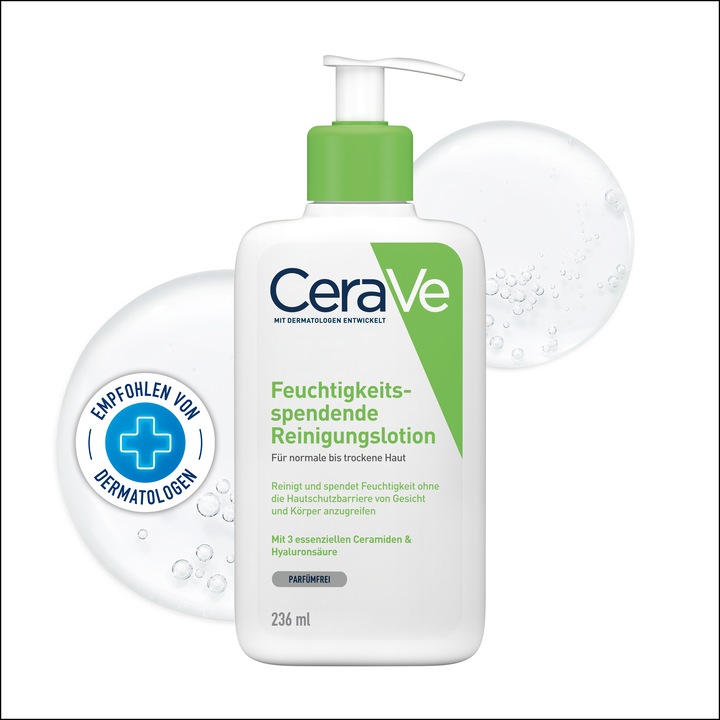 Produktbild CeraVe Feuchtigkeitsspendende Reinigungslotion für Gesicht und Körper (Reinigungslotion, 236 ml)