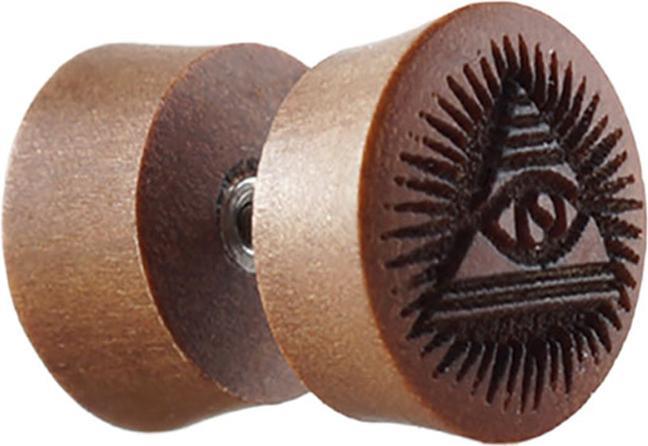 Immagine prodotto Star Piercing Tappo falso in legno Sawo con occhio della provvidenza (senza ottone, Organico)