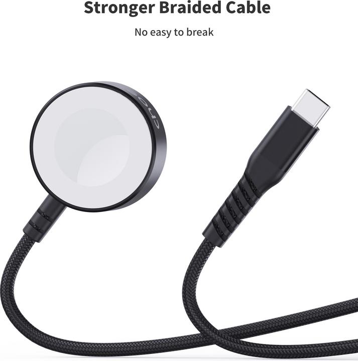 Produktbild Choetech T319 MFI 5W kabelloses Ladegerät für Apple Watch + USB-C-Kabel – Schwarz (5 W)