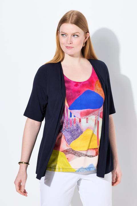 Actual product image Ulla Popken Layered Look 3/4 Sleeve Tee (58)