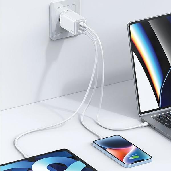 Productafbeelding Usams US-CC180 65W ACC 3-poorts GaN snellader (EU) -- Sandru serie (65 W)