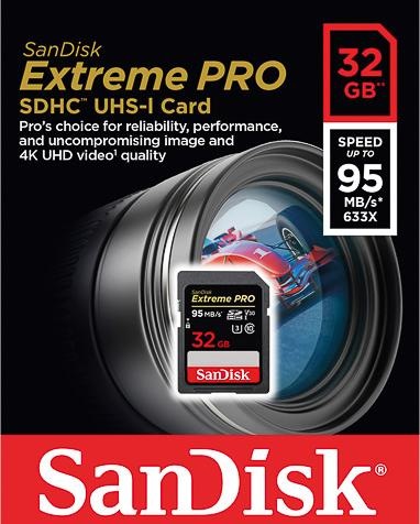 Image du produit SanDisk Extreme Pro SDHC U3 (32 Go, SDHC, U3, UHS-I)