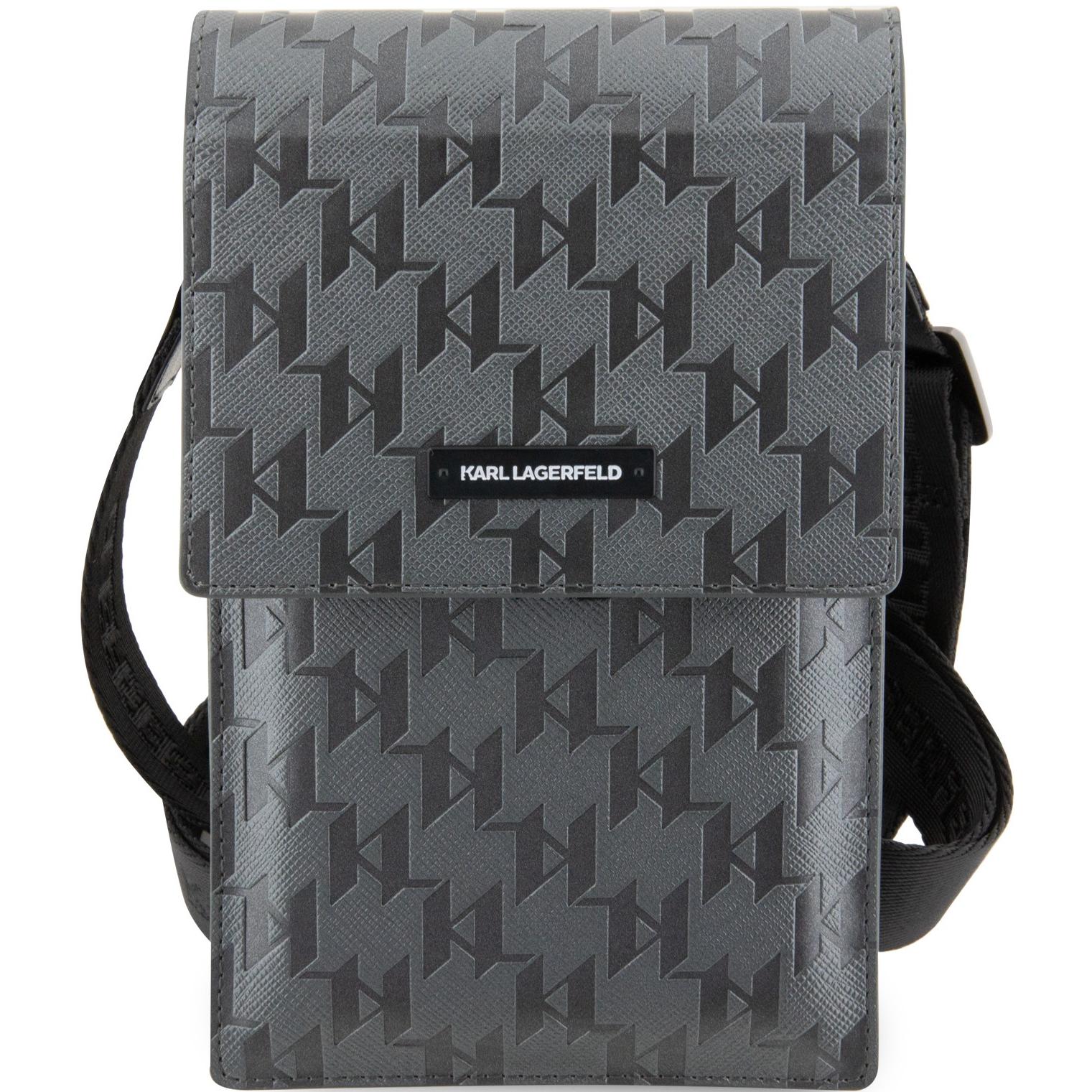 Thumbnail - Karl Lagerfeld, Handtasche, Torebka KLWBSAMSMG srebrny/silver Saffiano Mongram Plaque, Grau