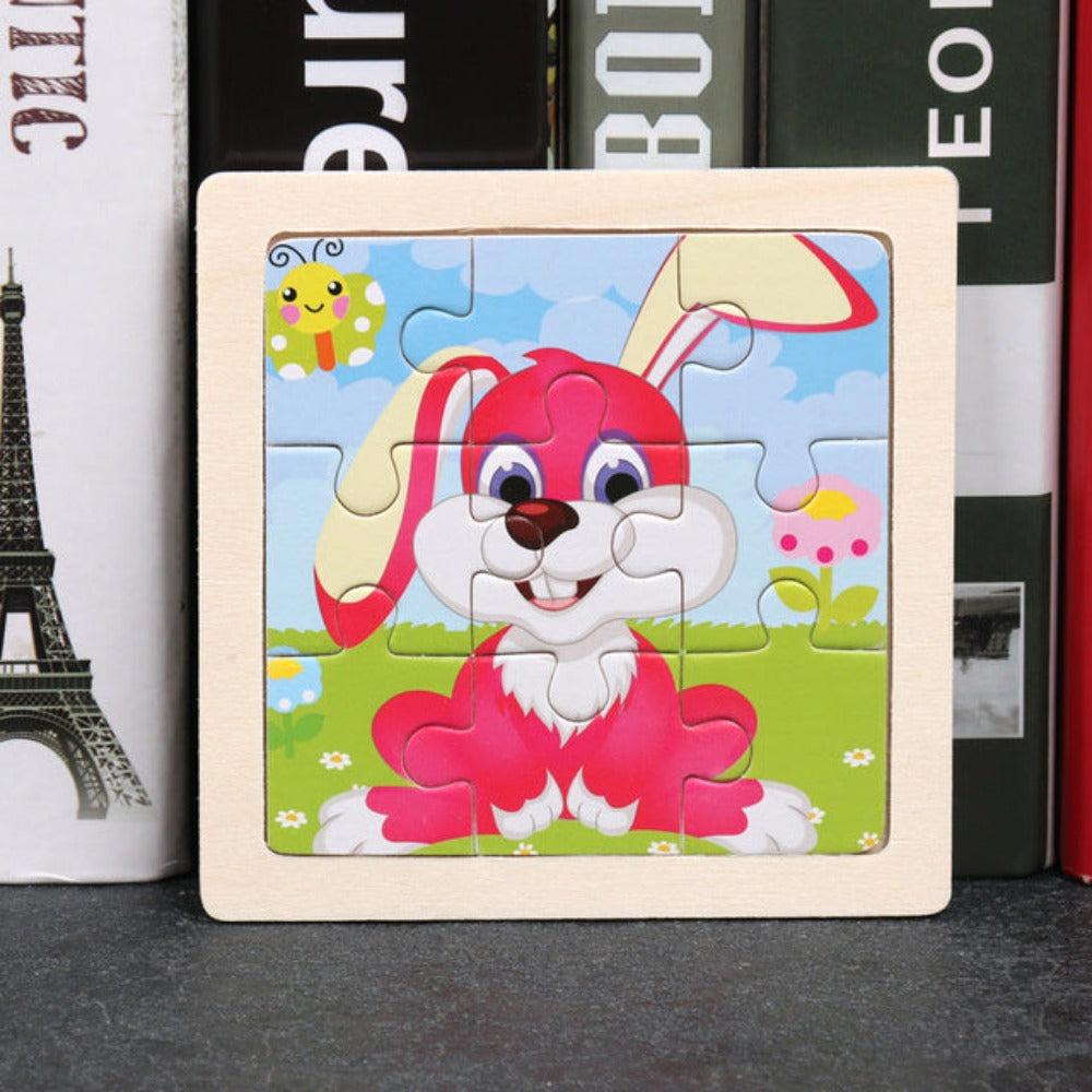 Tinisu Kinder Baby Holz Puzzle Cartoon Hase 9 Teile Puzzle (9 Teile)