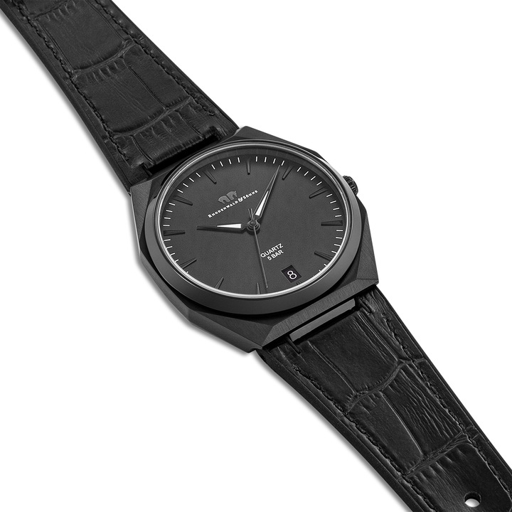 Produktbild Herren Quarzuhr Cooledge Echtleder/Silikon schwarz - 26515 (Analoguhr, 42 mm)