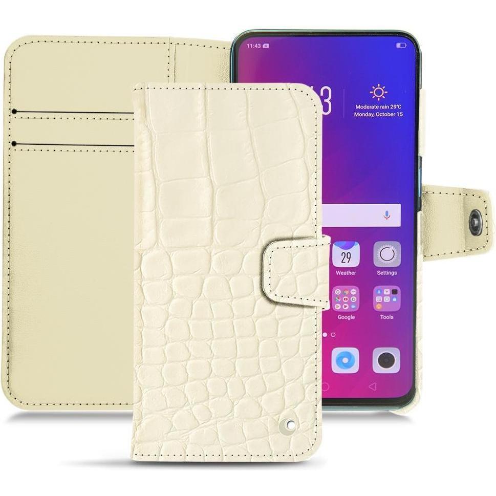Noreve Lederschutzhülle Wallet (Oppo Find X), Smartphone Hülle, Weiss