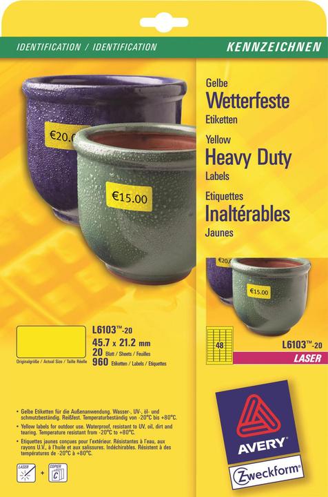 Actual product image Avery Weatherproof labels