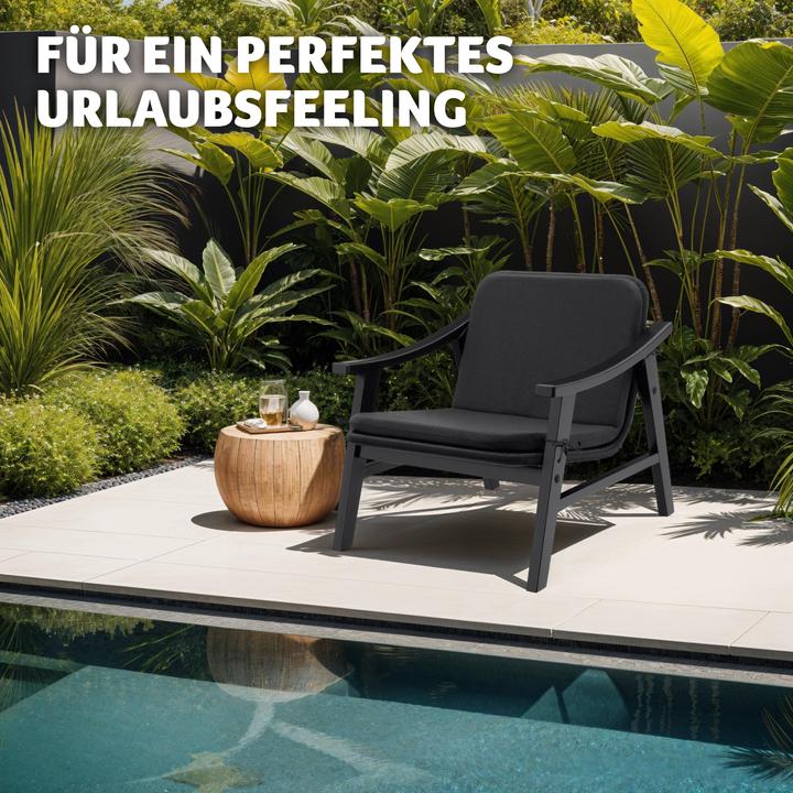 Produktbild tectake Rattan Stuhl Treviso, Holzgestell und Polsterauflage