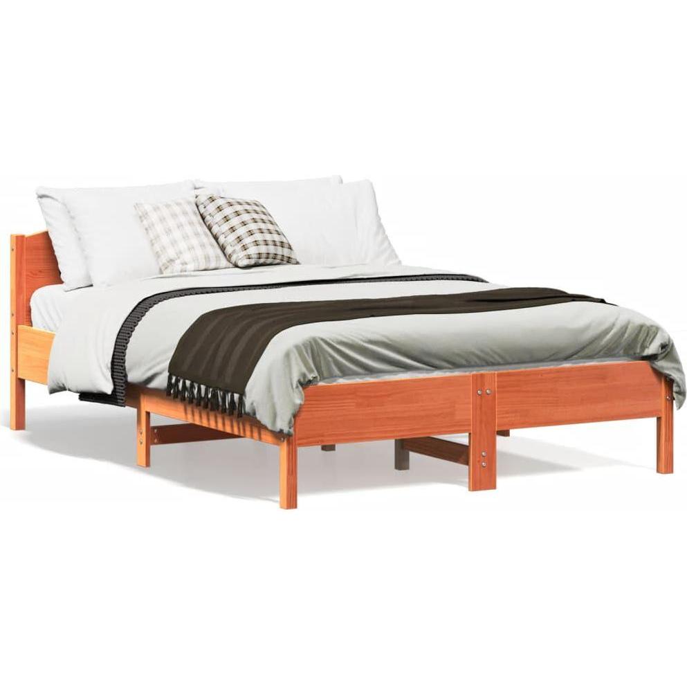 VidaXL, Bett, Bett mit Kopfteil Kiefer (140 x 190 cm)